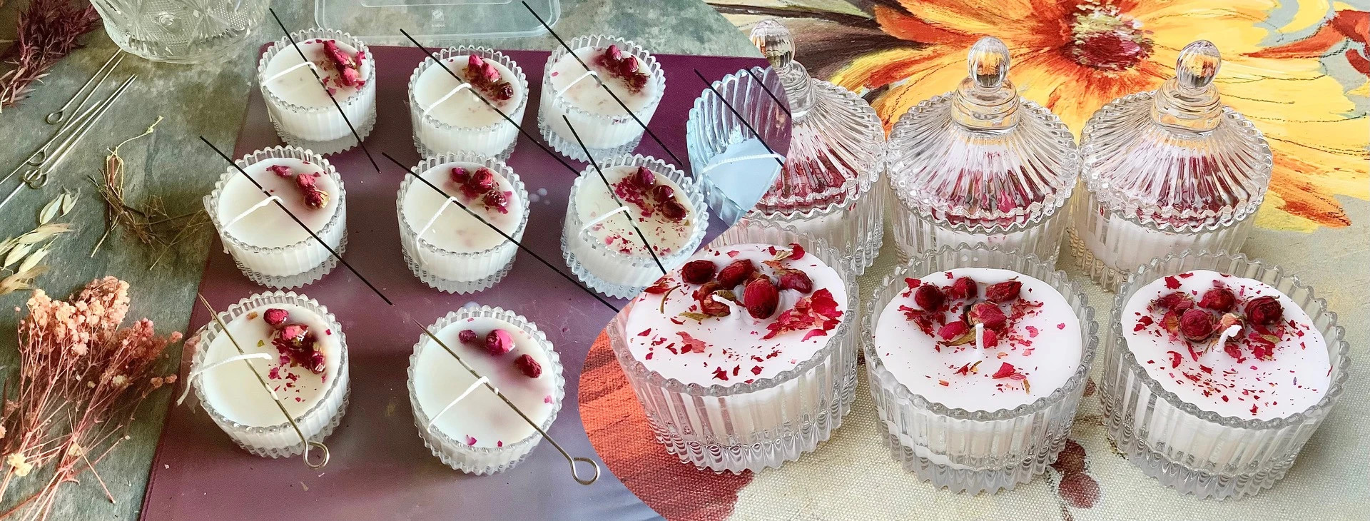 Realizare lumânări în recipiente din sticlă