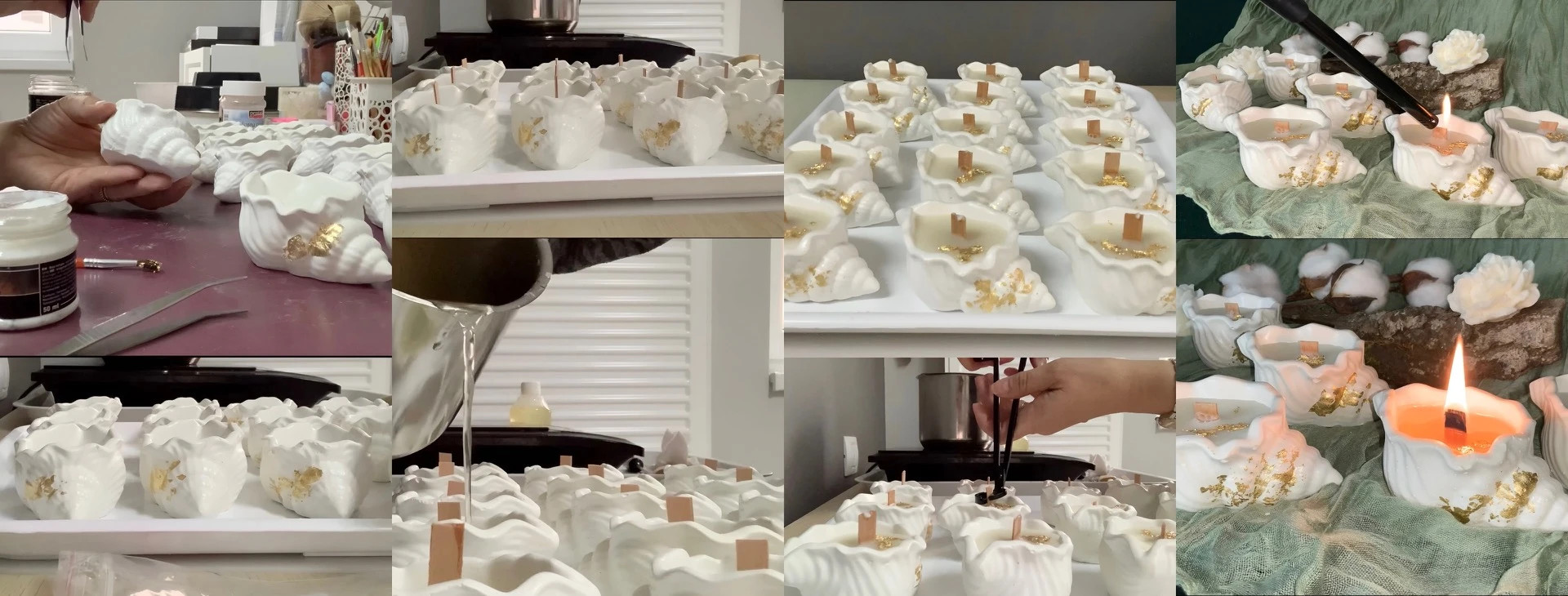 Realizare lumânări în recipiente din ceramică cu fitil din lemn